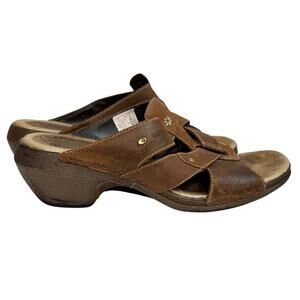 Merrell Luxe Slide Sandals Mink Brown Leather Heeled Womens 10